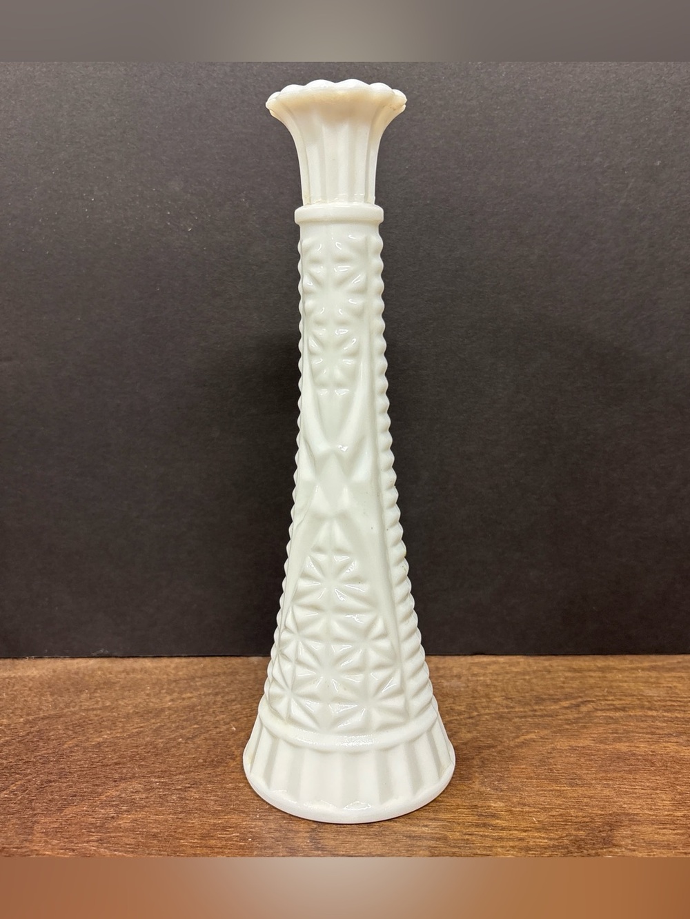 Milk Glass Tall Bud Vase - White